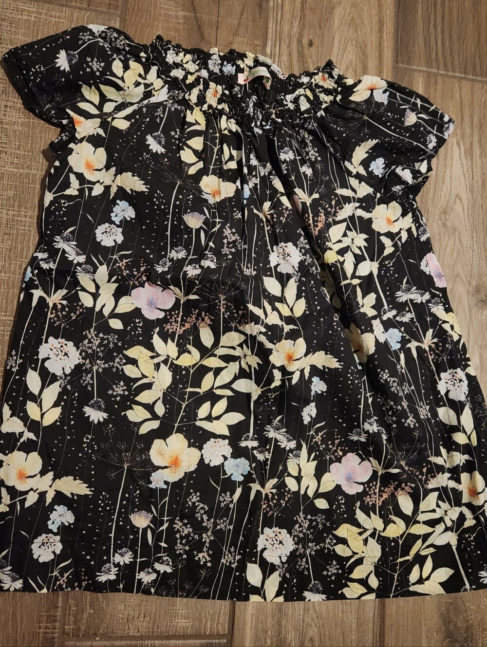 Black Floral Off-Shoulder Kids Dress